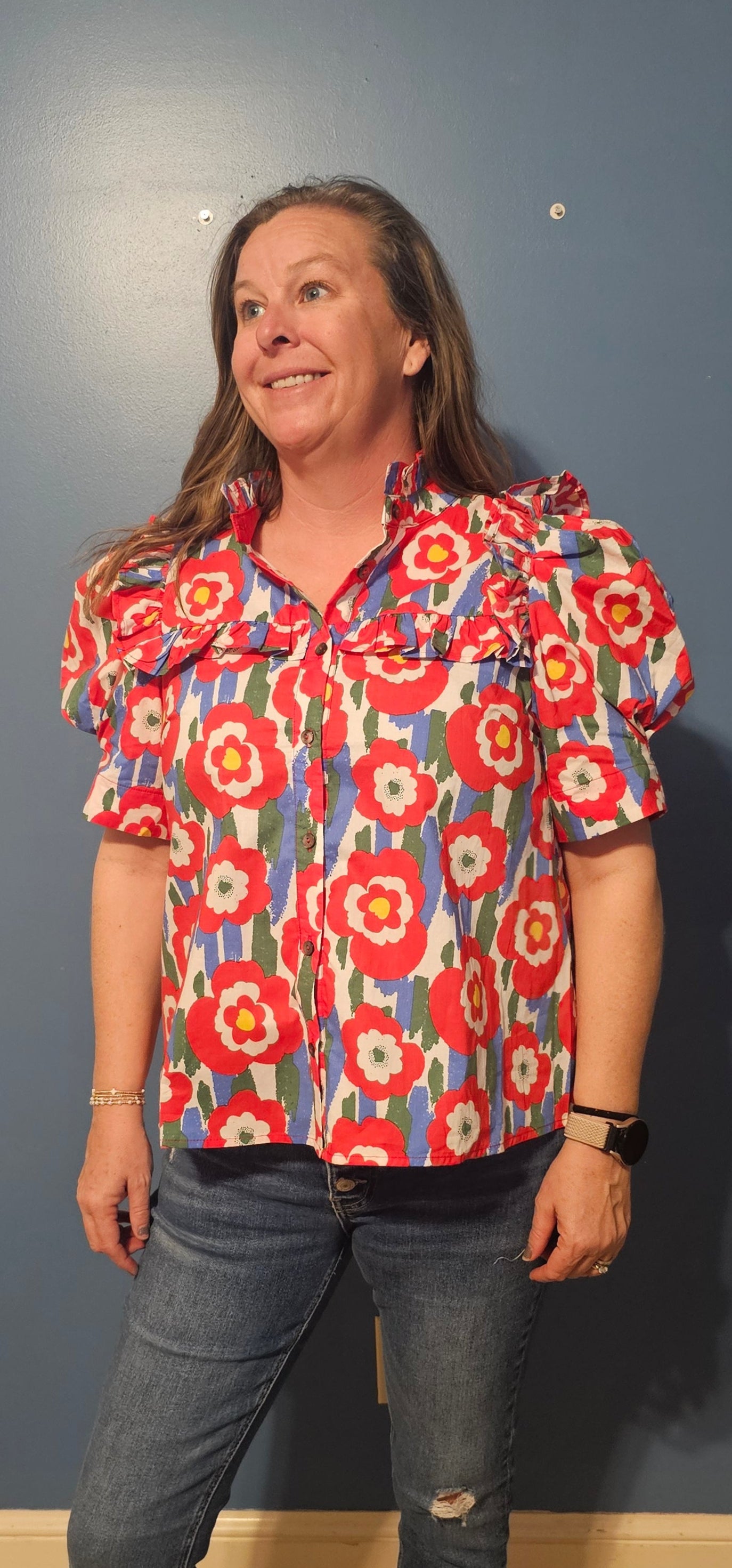 Red Floral Top
